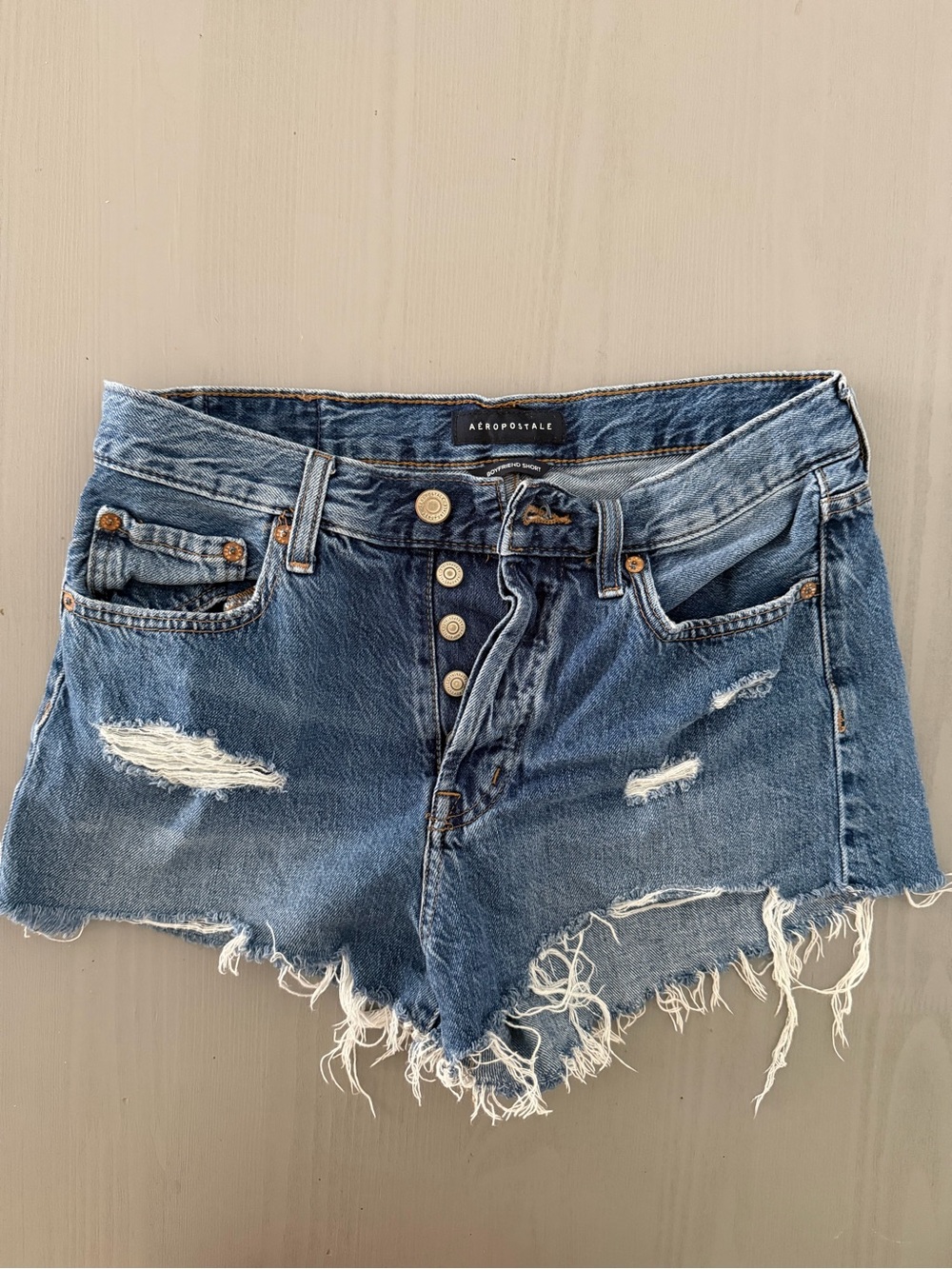 Aeropostale Distressed Boyfriend Denim Shorts in Blue